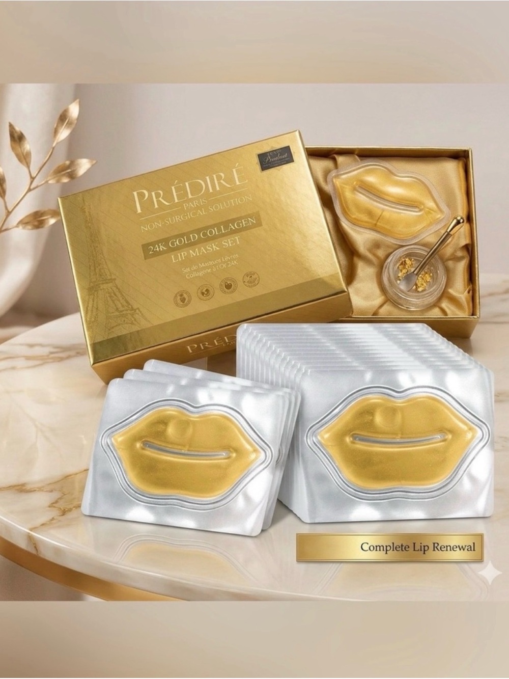 Predire 24k Gold Collagen Boosting 10 Piece Lip Mask Set ~ retail $399